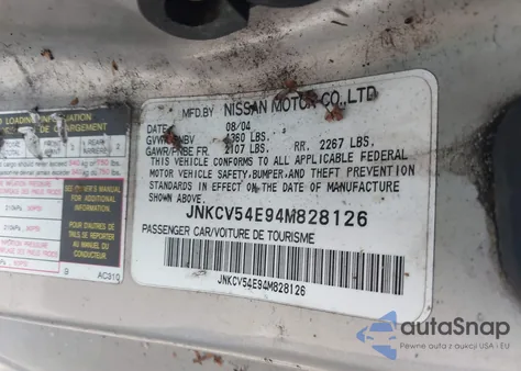 2004 Infiniti G35 z USA, uszkodzony, nr VIN JNKCV54E94M828126